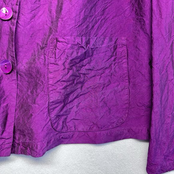 Eleven Stitch Design Silk Button Up Lightweight Jacket Size S Purple Lagenlook - Picture 8 of 13